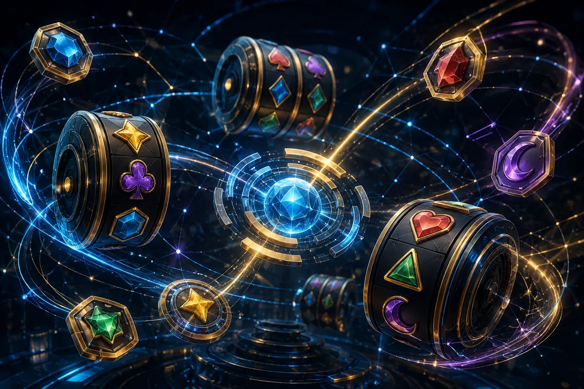 Abstract slot-mechanics illustration for a Gates of Olympus rules guide