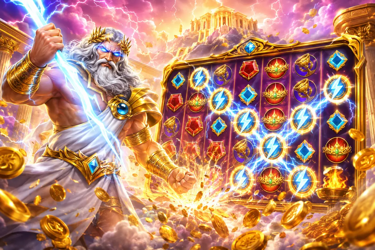 Zeus, lightning symbols and a Gates of Olympus style reel set